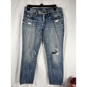 Ann‎ Taylor LOFT Jeans Womens 0 Blue Boyfriend Button Fly Distressed 25/0